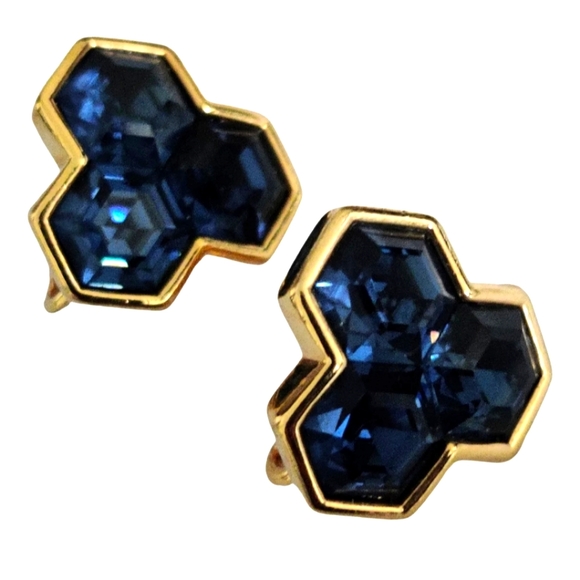 Vintage Swarovski S.A.L Honeycomb Hexagon Earrings - Picture 2 of 13
